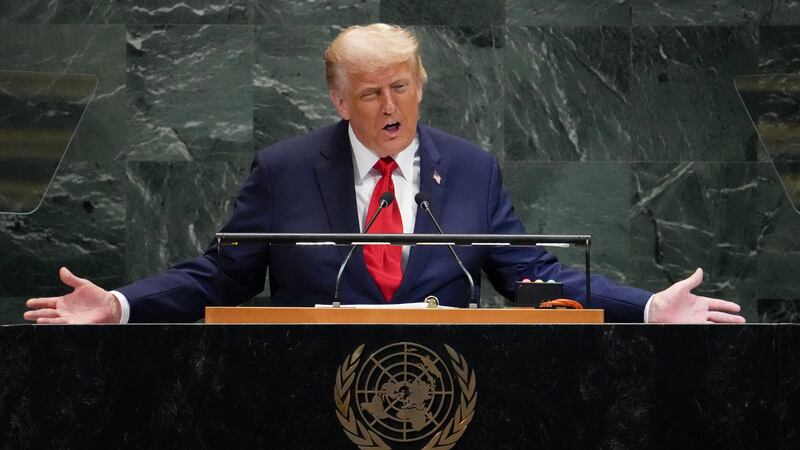 US President Donald Trump delivers remarks to the United Nations General Assembly at the UN headquarters in New York City on September 23, 2025. (Photo by TIMOTHY A. CLARY / AFP) (Photo by TIMOTHY A. CLARY/AFP via Getty Images)