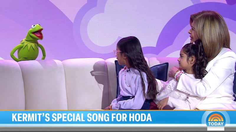 Kermit, Hoda Kotb, and her daughters, Haley and Hope