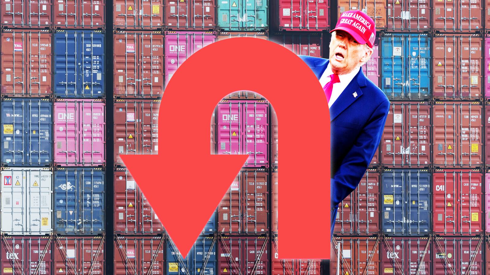 Donald Trump u-turn photo illustration