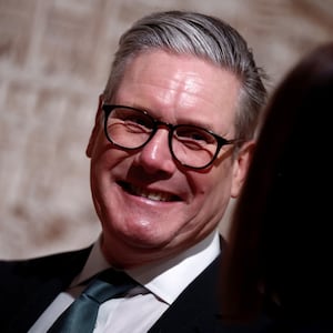 Prime Minister Keir Starmer arrives for a meeting with business leaders on January 28, 2025 in London, England.