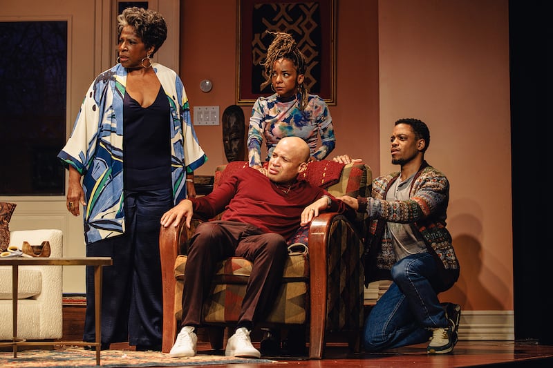 LaTanya Richardson Jackson, Glenn Davis, Kara Young, and Jon Michael Hill in Purpose.