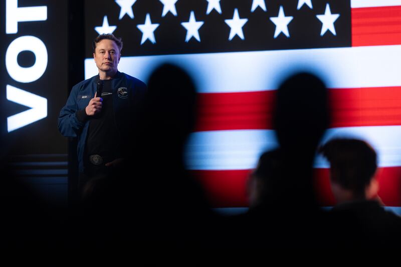 Elon Musk speaks during a town hall at the KI Convention Center on March 30, 2025 in Green Bay, Wisconsin.
