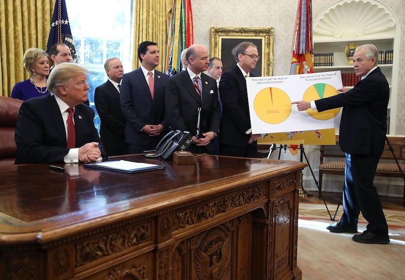 Peter Navarro speaks in the Oval Office during Donald Trump’s first term.