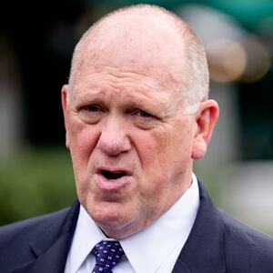 White House border czar Tom Homan speaks to members of the media as he walks back towards the West Wing of the White House following a television interview on May 29, 2025 in Washington, DC.