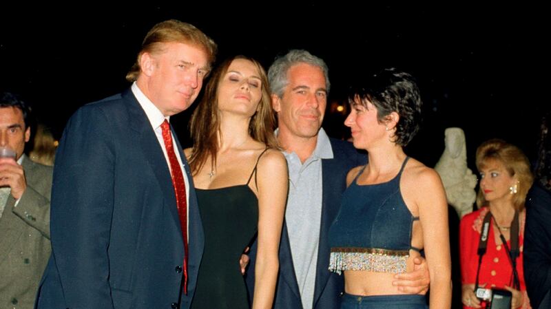 Trump, his future wife Melania, Jeffrey Epstein and Ghislaine Maxwell at his Palm Beach Mar-a-Lago club in 2000.