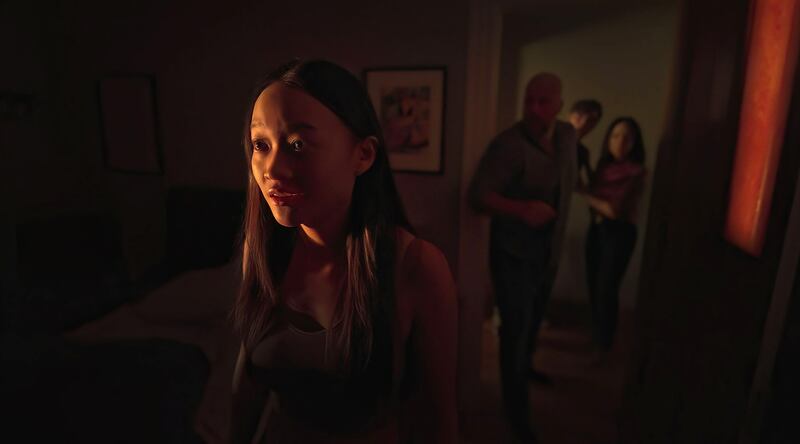 Lucy Liu, Callina Liang, Eddy Maday, and Chris Sullivan in Presence.