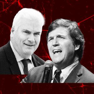 A photo illustration of Rep. Tom Emmer and Tucker Carlson.