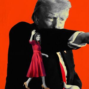 A photo illustration of Nikki Haley and Donald Trump.