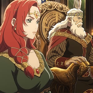 Héra voiced by Gaia Wise, Helm Hammerhand voiced by Brian Cox, Haleth voiced by Benjamin Wainwright, and Hama voiced by Yazdan Qafouri.