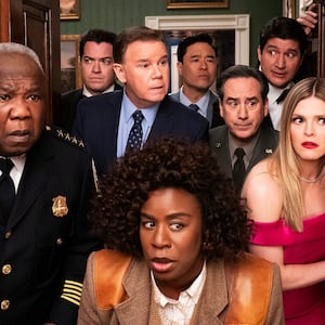 Isiah Whitlock Jr., Dan Perrault, Spencer Garrett, Uzo Aduba, Randall Park, Andrew Friedman, Ken Marino, and Molly Griggs in The Residence.