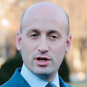 Stephen Miller speaks to reporters outside of the White House in March 2025.