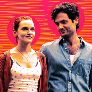 A photo illustration of Madeline Brewer as Bronte, Penn Badgley as Joe Goldberg in You.