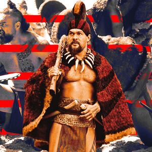 A photo illustration of Jason Momoa in Chief of War.