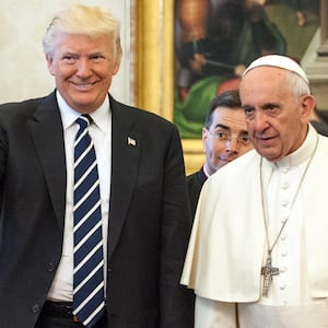 Pope Francis meets President  Donald Trump and First Lady Melania Trump in 2017 in Vatican City, Vatican.