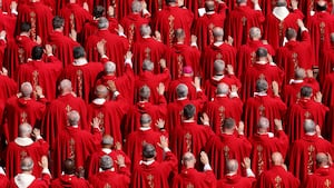 VATICAN CITY, VATICAN - APRIL 26: Cardinals attend the funeral of Pope Francis in St. Peter’s Square on April 26, 2025 in Vatican City, Vatican. Pope Francis died on April 21st at the age of 88. Born in Argentina as Jorge Mario Bergoglio, he was the first Latin American and the first Jesuit to become Pope when elected in 2013. Taking the name Francis after St Francis of Assisi, he promoted a more humble version of the papacy than many of his predecessors. He will be buried outside of the Vatican in a simple wooden coffin at the Basilica Santa Maria Maggiore.