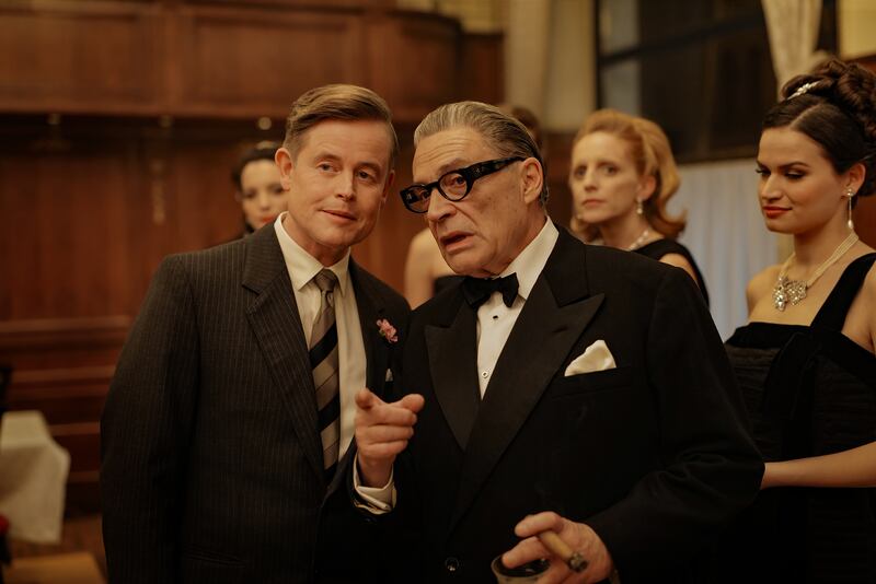 (L-R) Caspar Phillipson as JFK and Haluk Bilginer as Aristotle Onassis in Maria.