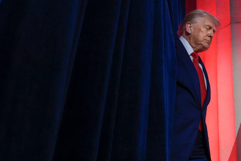 President Donald Trump takes to the stage at an AI summit on July 23, 2025 in Washington, D.C.