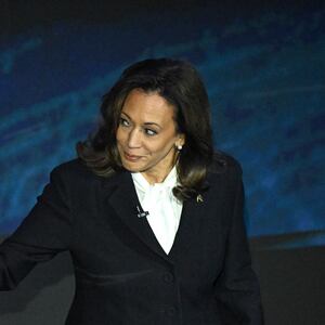 Kamala Harris (R) shakes hands with  Donald Trump (L) during a presidential debate at the National Constitution Center in Philadelphia, Pennsylvania, on September 10, 2024.