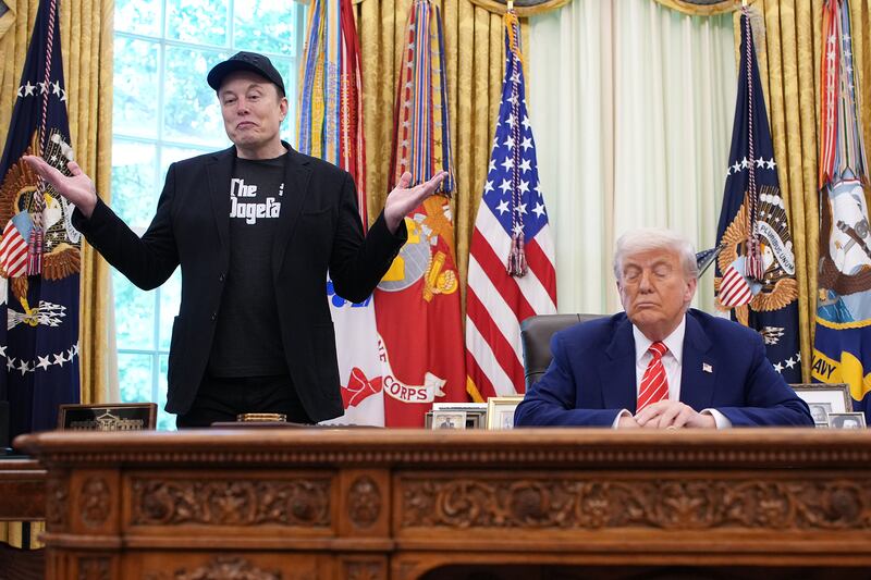 Billionaire Elon Musk, pictured with President Donald Trump right before he left his role as an adviser and heading up DOGE in May, was tasked with rooting out waste, fraud and abuse in the federal government but fell well short his goal to slash $2 trillion in government spending. Now a new report estimates DOGE actually wasted billions.