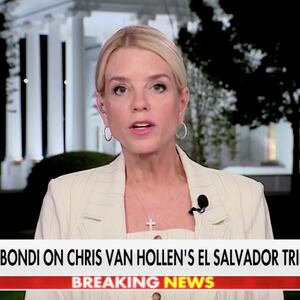 Pam Bondi speaks to Fox News outside the White House.