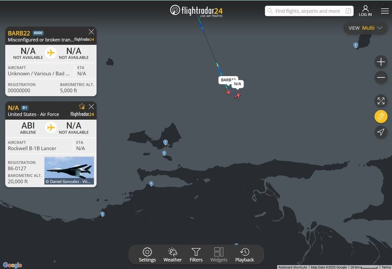 Flight tracking data of the two U.S. military bombers close to Venezuela quickly blew up Trump's claims.