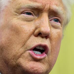 U.S. President Donald Trump speaks in the Oval Office of the White House in Washington, D.C., U.S., February 11, 2025.