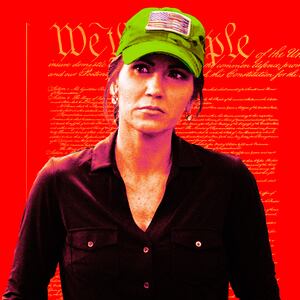 A photo illustration of Secretary of Homeland Security Kristi Noem.