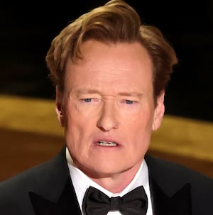 HOLLYWOOD, CALIFORNIA - MARCH 02: Host Conan O'Brien speaks onstage during the 97th Annual Oscars at Dolby Theatre on March 02, 2025 in Hollywood, California.  (Photo by Kevin Winter/Getty Images)