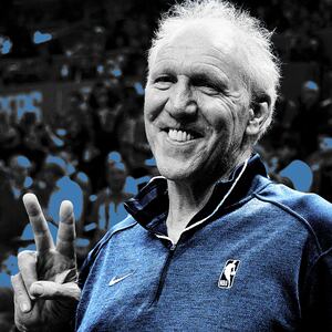 An illustration including a photo of Bill Walton