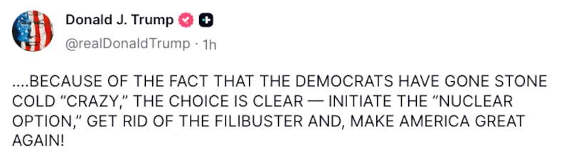 Trump Truth Social post