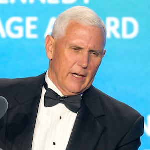 Former U.S. Vice President Mike Pence, speaks after receiving the 2025 John F. Kennedy Profile in Courage Award "for putting his life and career on the line to ensure the constitutional transfer of presidential power on January 6, 2021," at the John F. Kennedy Presidential Library and Museum in Boston, Massachusetts, U.S., May 4, 2025.    REUTERS/Faith Ninivaggi