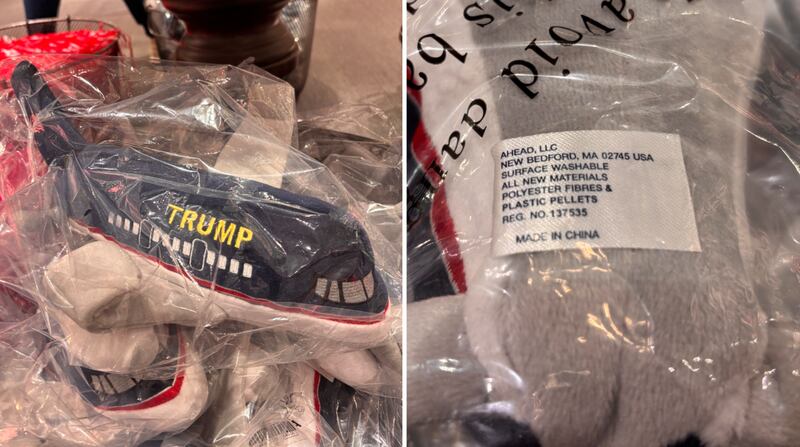 A stuffed Trump Air Force One sold at Trump Tower in New York City.