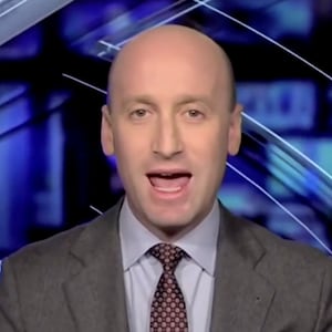 Stephen Miller appears alongside host Jesse Watters on Fox News.