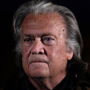 Steve Bannon, Donald Trump's former White House strategist holds a press conference after his release from prison, at the Loews Regency Hotel on October 29, 2024 in New York City.