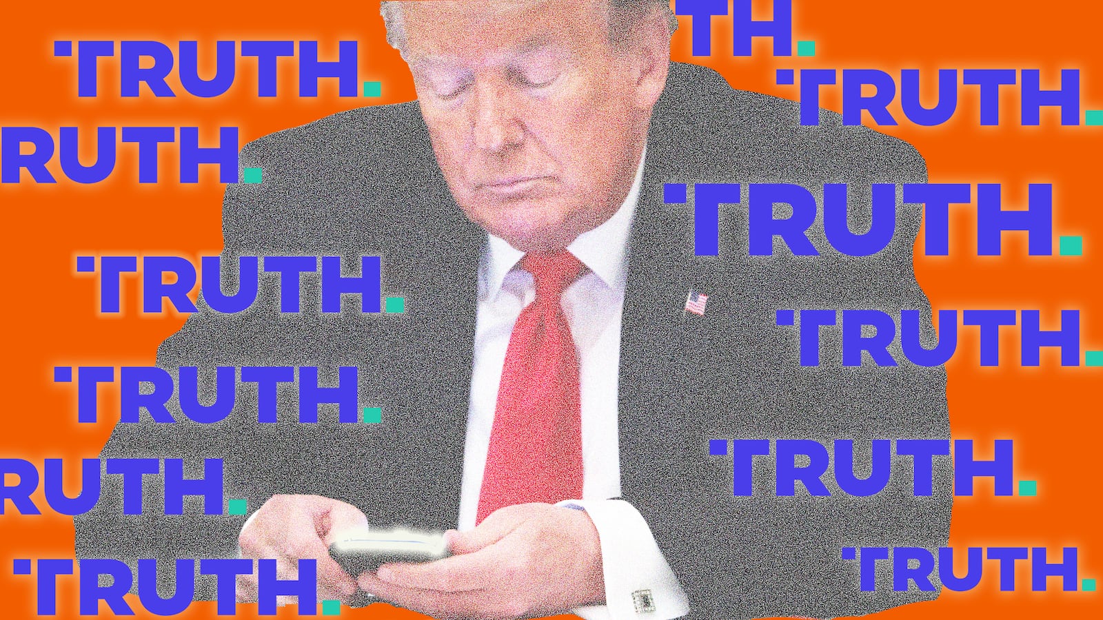 Donald Trump on phone texting illustration