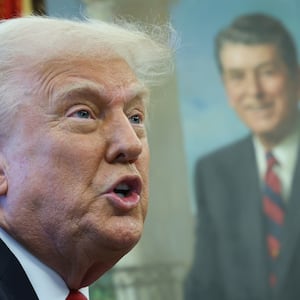 President Donald Trump speaks to the press in the Oval Office