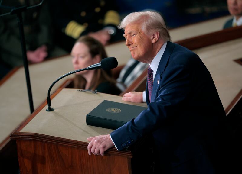 U.S. President Donald Trump addresses a joint session of Congress at the U.S. Capitol on March 04, 2025 in Washington, DC.
