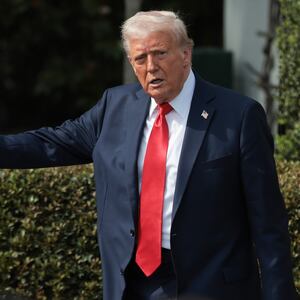 President Donald J. Trump welcomes guests on the south lawn of the White House in April 2025.