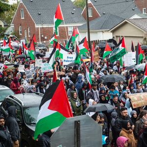 Residents of Detroit and the Arab Community of Dearborn march in support of Palestinians on October 14, 2023 in Dearborn, Michigan.