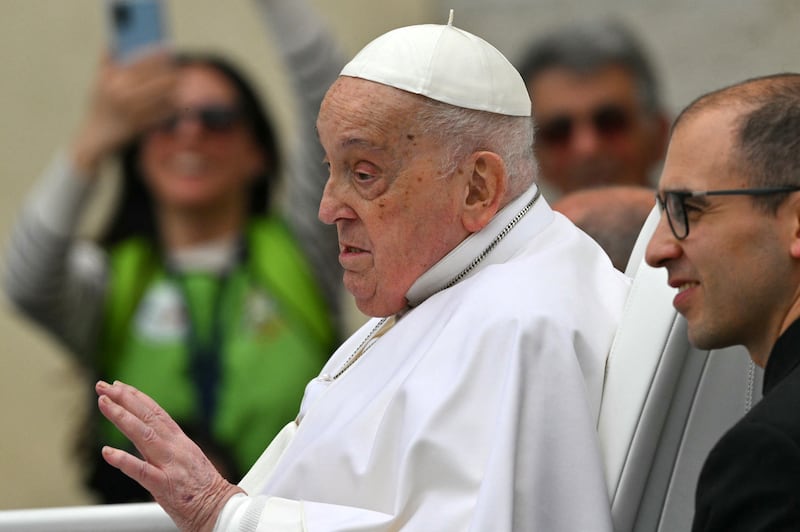 Pope Francis waves to the crowd from the popemobile after the Easter mass, at St Peter's square in the Vatican on April 20, 2025. (Photo by Andreas SOLARO / AFP) (Photo by ANDREAS SOLARO/AFP via Getty Images)