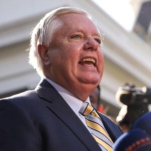 WASHINGTON, DC - FEBRUARY 28: U.S. Sen. Lindsey Graham (R-SC) speaks to reporters outside of the White House on February 28, 2025 in Washington, DC. Graham spoke on heated Oval Office meeting between Ukrainian President Volodymyr Zelensky, U.S. President Donald Trump and Vice President JD Vance. (Photo by Andrew Harnik/Getty Images)