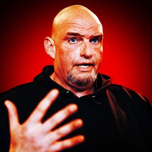 A photo illustration of Sen. John Fetterman.