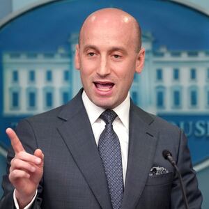 WASHINGTON, DC - MAY 01: White House Deputy Chief of Staff Stephen Miller speaks  the daily press briefing in the Brady Press Briefing Room at the White House on May 1, 2025 in Washington, DC. This week marks the first 100 days of U.S. President Donald Trump's second term. (Photo by Andrew Harnik/Getty Images)