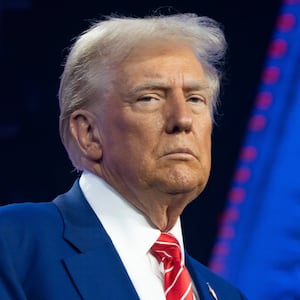 U.S. President-elect Donald Trump looks on during Turning Point USA's AmericaFest at the Phoenix Convention Center on December 22, 2024 in Phoenix, Arizona.