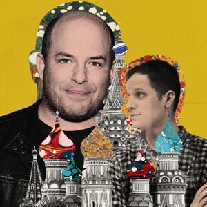 Photo illustration of Brian Stelter and Evan Gershkovich