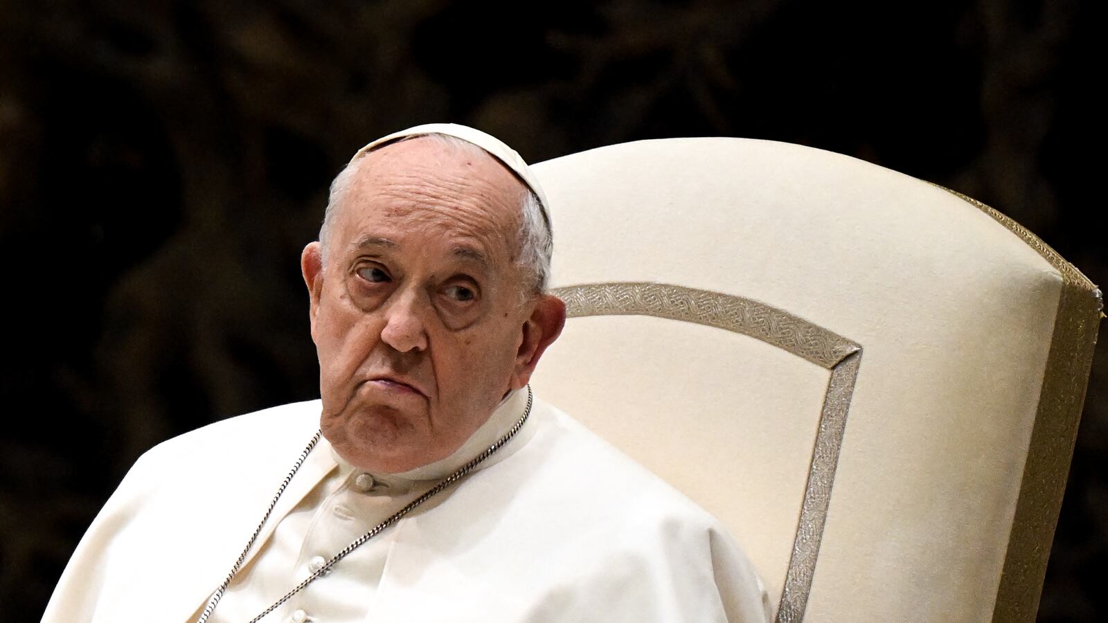 Pope Francis attends the weekly general audience on February 28, 2024 at Paul-VI hall in The Vatican.