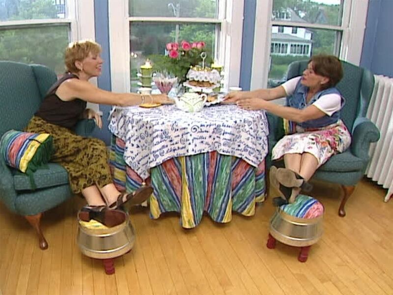 Joan Steffend and interior designer Peggy Sellwood turn a mismatched spare room into the perfect place for a garden tea party for under $500.