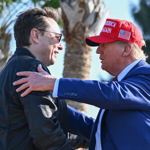 Donald Trump and Elon Musk at the viewing of the launch of the sixth test flight of the SpaceX Starship rocket in 2024.