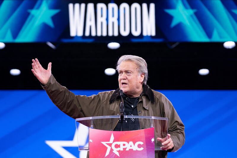 Bannon speaks during the Conservative Political Action Conference (CPAC) in Maryland.