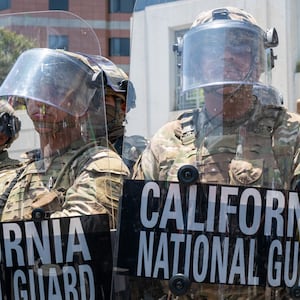 LOS ANGELES, CALIFORNIA - JUNE 08: Demonstrators protest outside a downtown jail in Los Angeles following two days of clashes with police during a series of immigration raids on June 08, 2025 in Los Angeles, California. Tensions in the city remain high after the Trump administration called in the National Guard against the wishes of city leaders. (Photo by Spencer Platt/Getty Images)